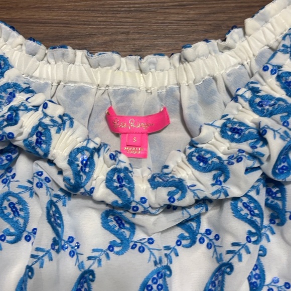 🔥🔥🔥Lilly Pulitzer Alva Top in the Baha Blue Paisley Print Sequins Size: Small🔥🔥🔥 - Picture 2 of 7